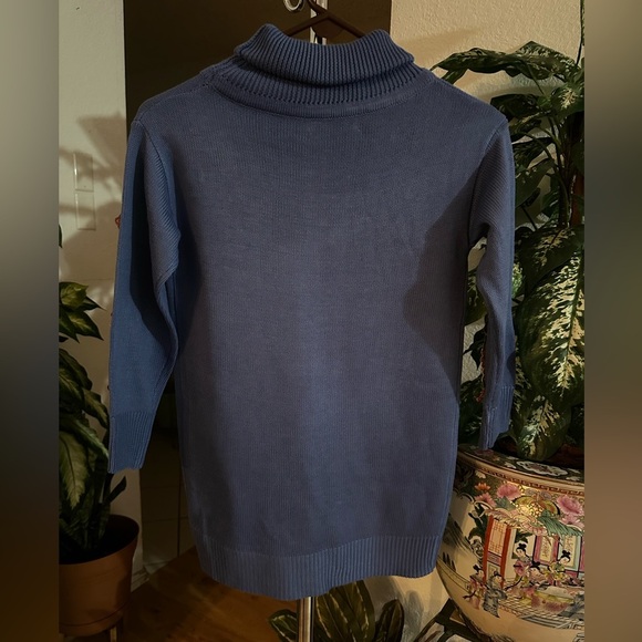 Misslook blue with flower design turtleneck sweater size S - Picture 2 of 7